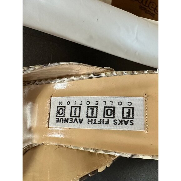 sacs 5th avenue folio collection leather snake kitten heels size 8 made in Italy - Picture 8 of 8